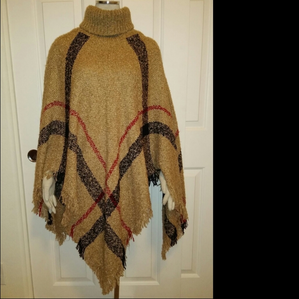 Knitted Turtle Neck Poncho